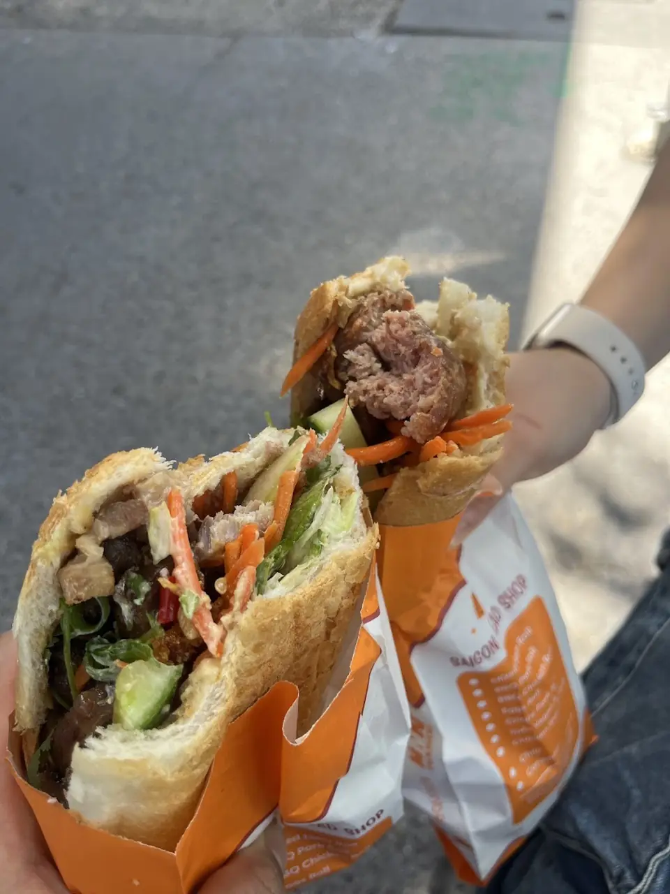 Two bánh mì rolls from Saigon Bread Shop, Camberwell